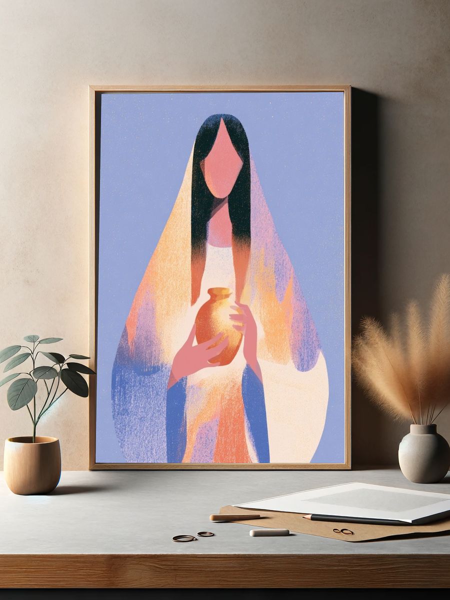 Mystic Figure with Vase Illustration Poster. — room view 2
