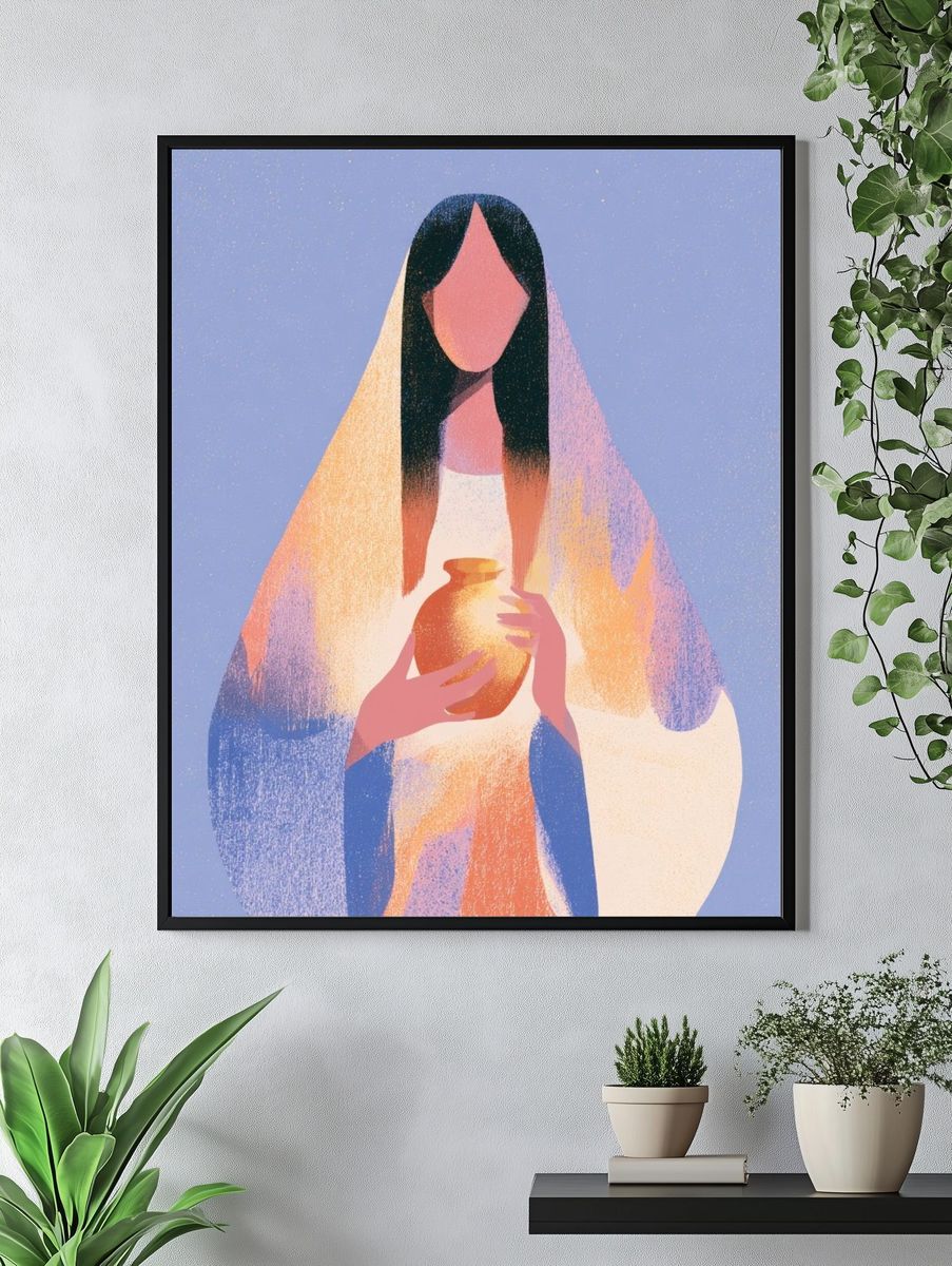 Mystic Figure with Vase Illustration Poster. — room view 4