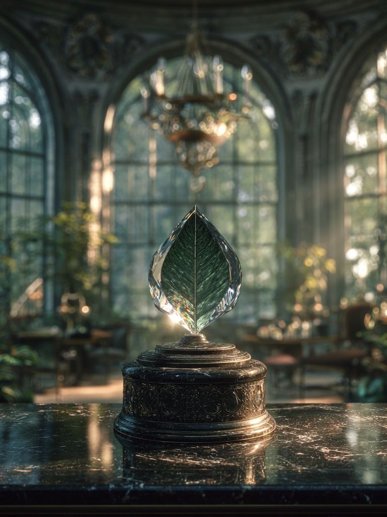 Crystal Leaf Trophy Illustration Poster. poster — illustration art