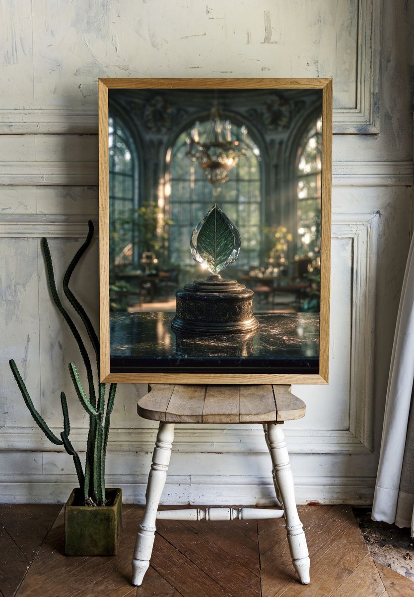 Crystal Leaf Trophy Illustration Poster. room preview
