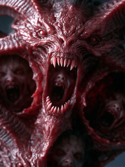 Crimson Demon Face Horror Print. poster print
