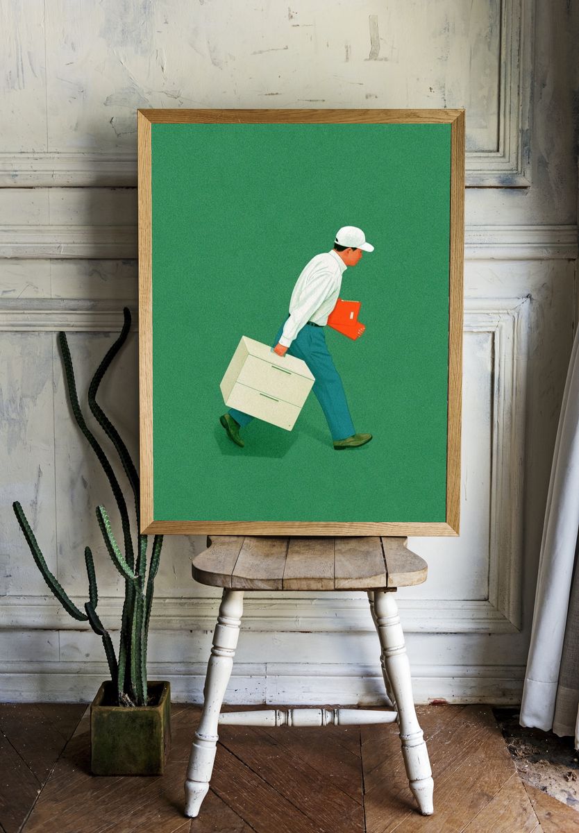 Delivery Worker Illustration Poster. — room view 1
