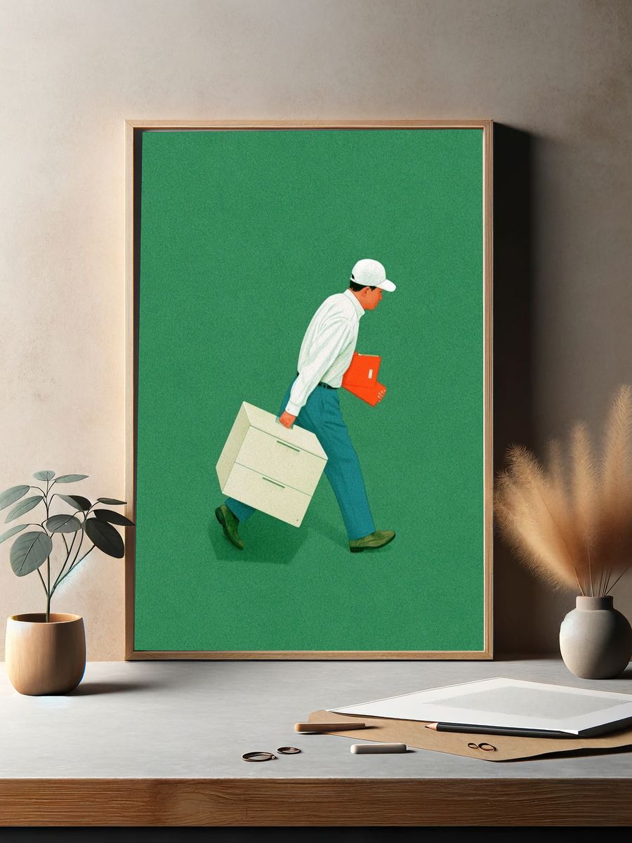 Delivery Worker Illustration Poster. — room view 2