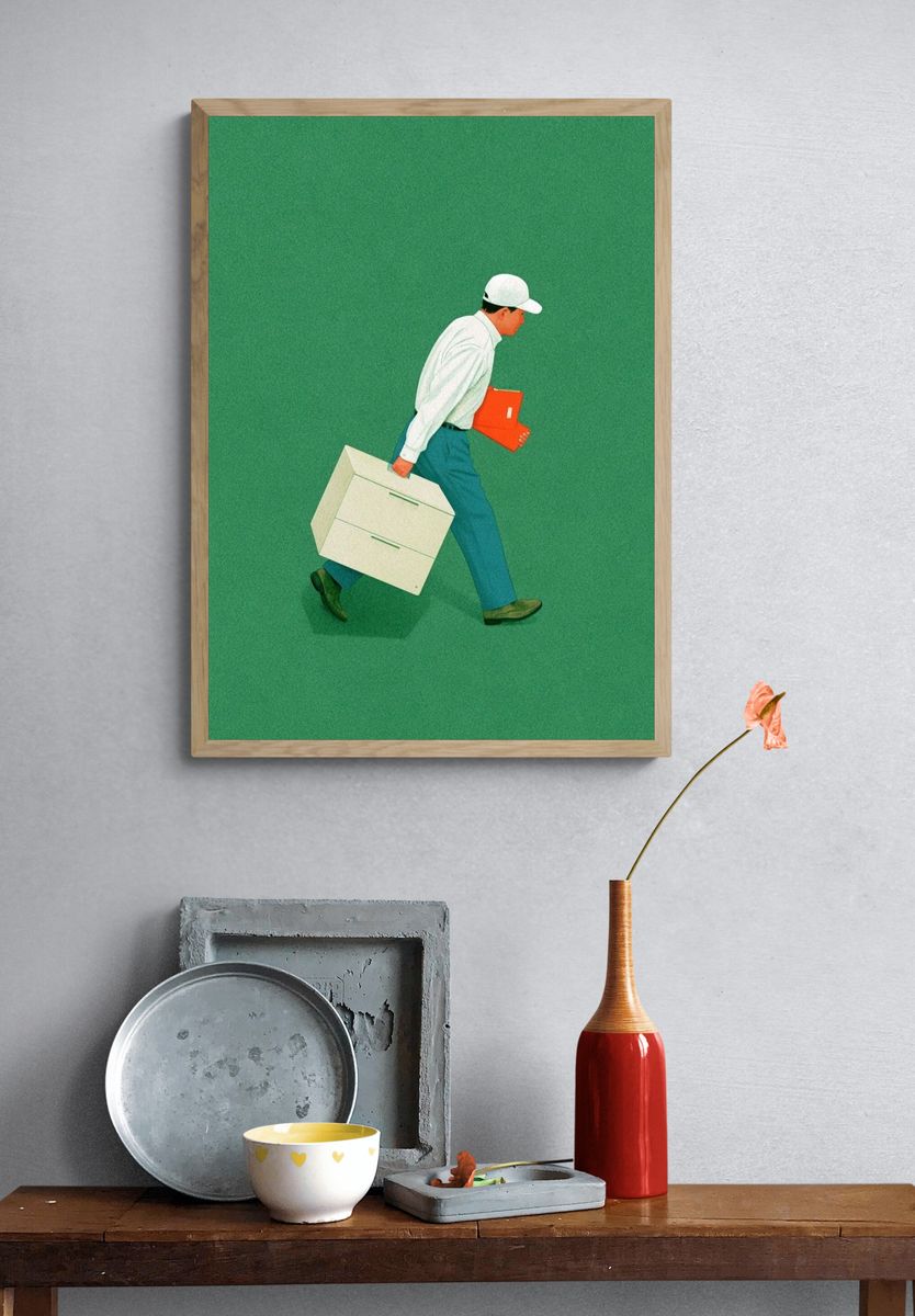 Delivery Worker Illustration Poster. — room view 3