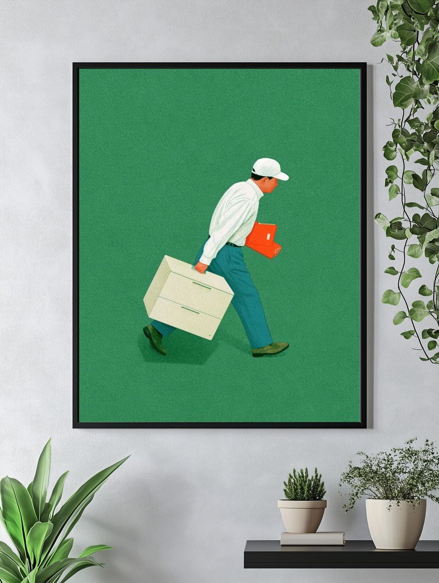 Delivery Worker Illustration Poster. — room view 4