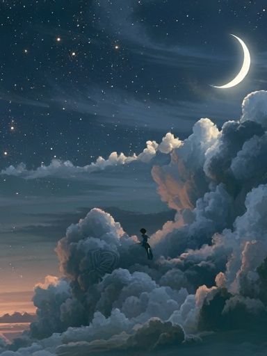 Moonlit Cloudscape Dream Poster. poster detail