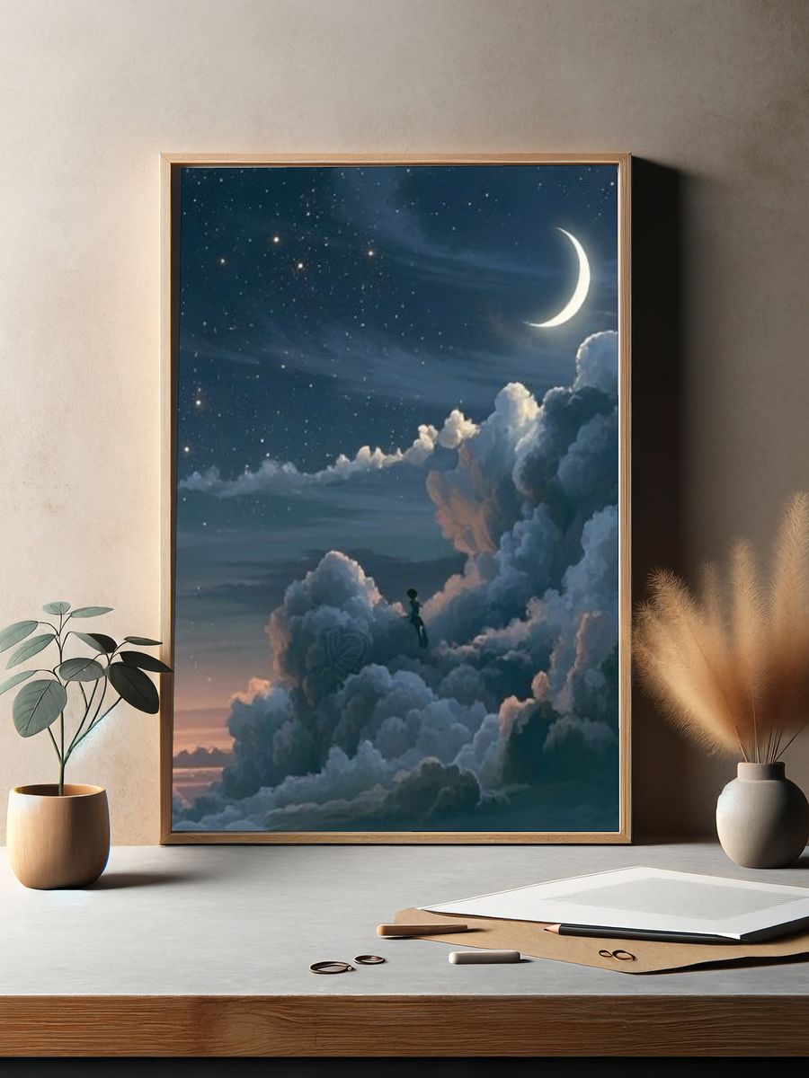 Moonlit Cloudscape Dream Poster. — room view 2