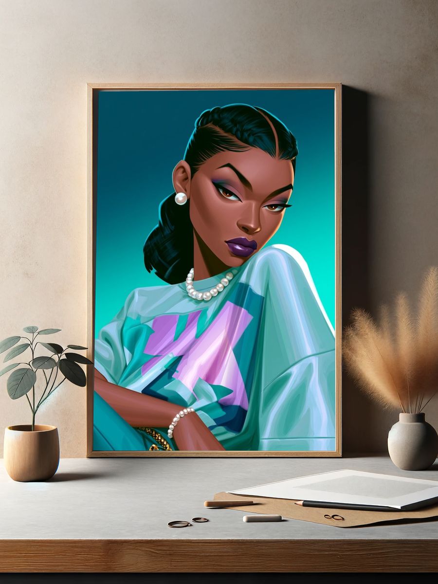 Stylized Fashion Portrait Poster. — room view 2