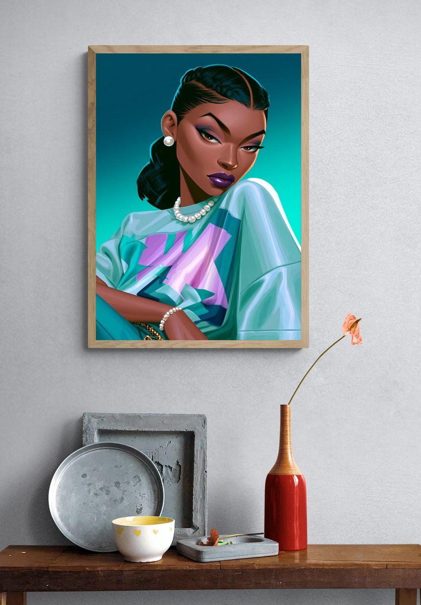 Stylized Fashion Portrait Poster. — room view 3