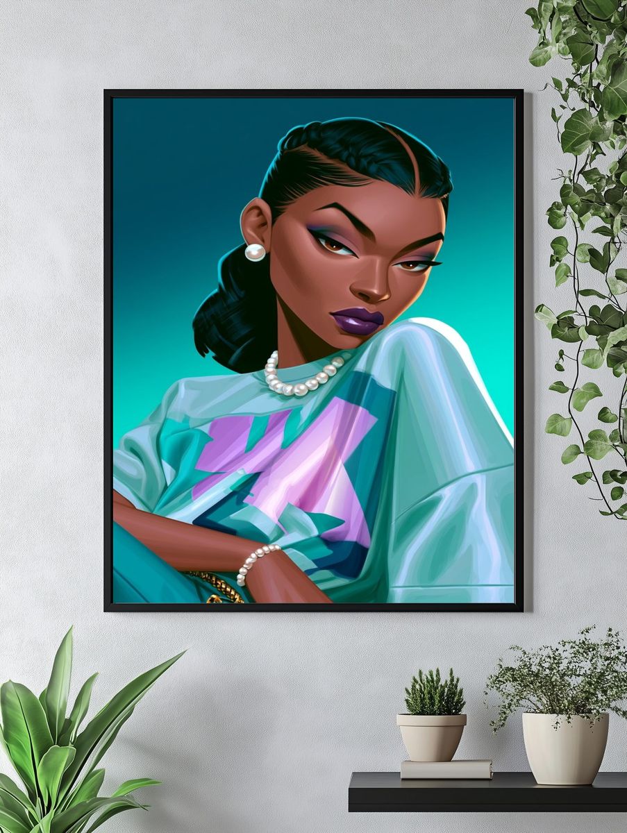 Stylized Fashion Portrait Poster. — room view 4