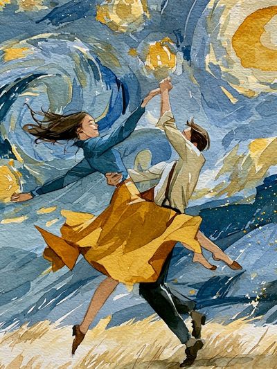 Dancing Couple Watercolor Print.