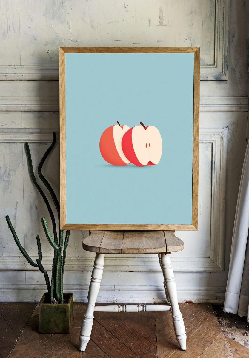 Sliced Apple Minimalist Print. — room view 1