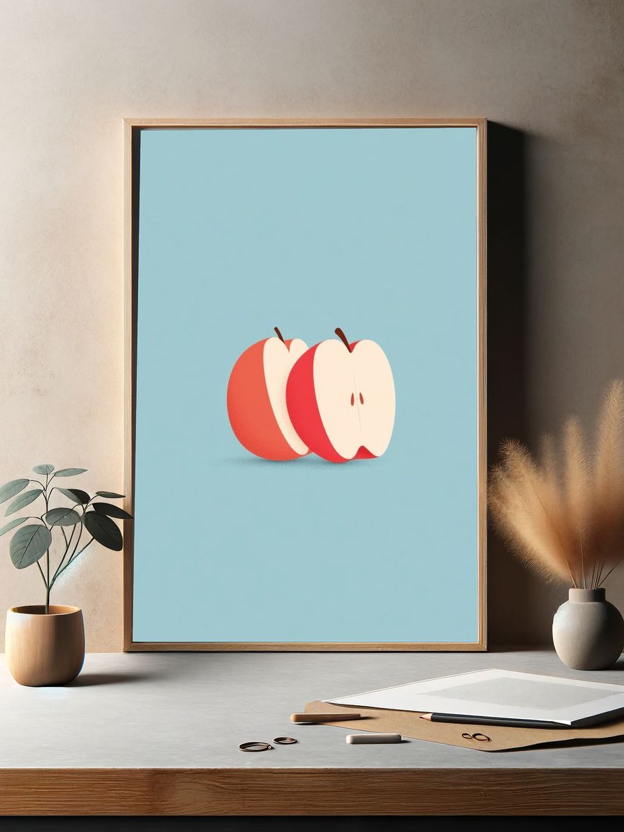 Sliced Apple Minimalist Print. — room view 2