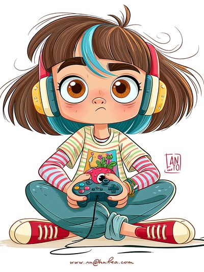 Gamer Girl Illustration Poster. poster