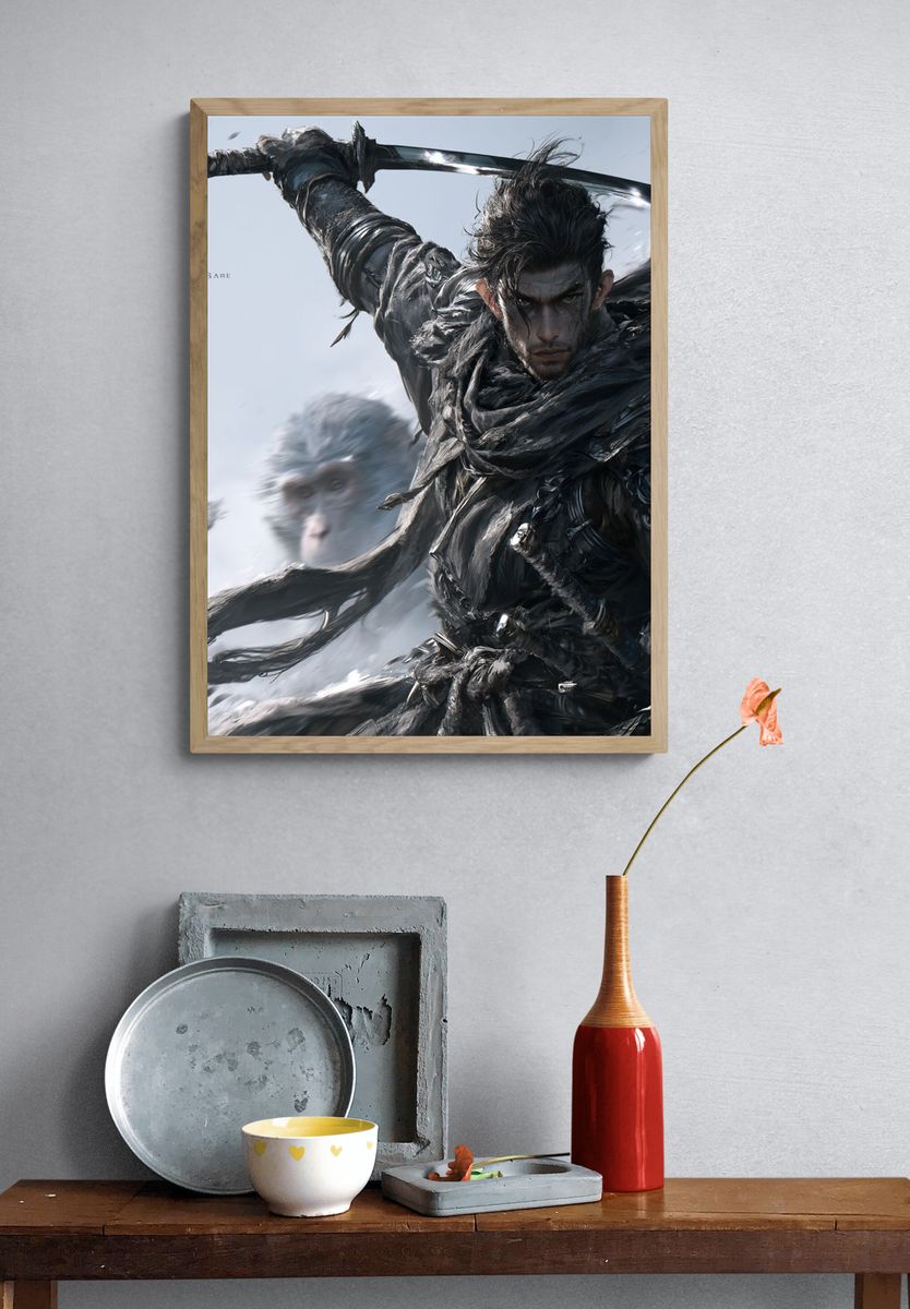Samurai Warrior Digital Art Poster. — room view 3