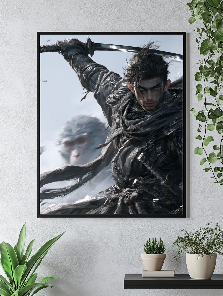 Samurai Warrior Digital Art Poster. — room view 4