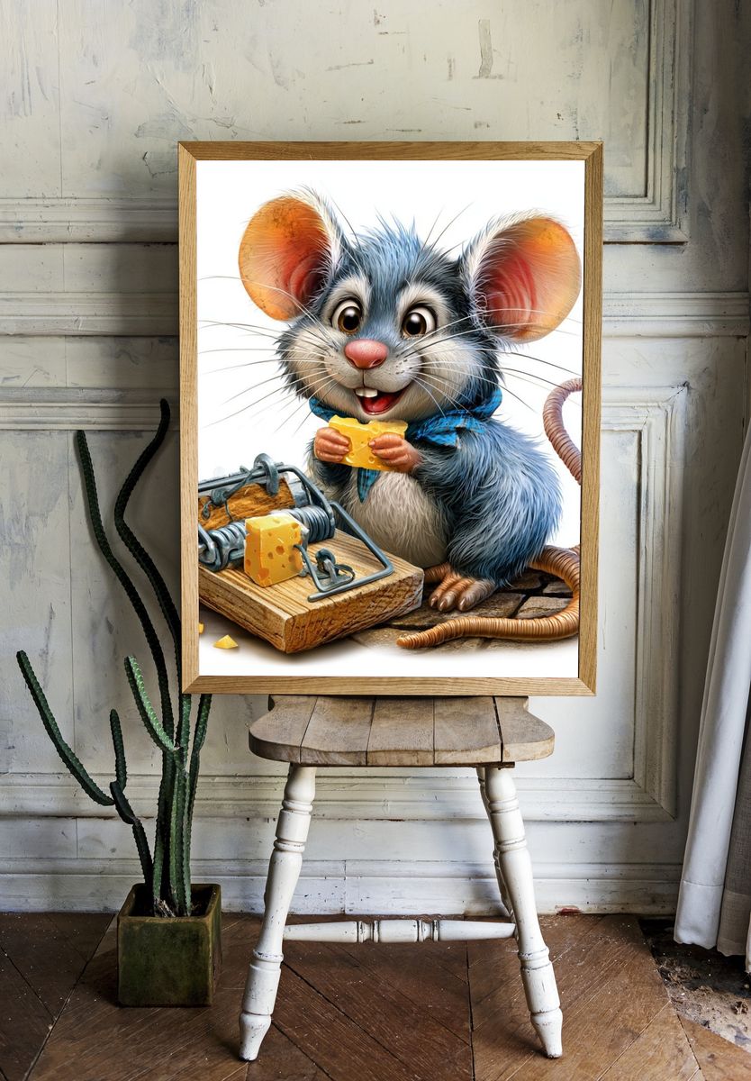 Cheese Mouse Illustration Poster. room preview