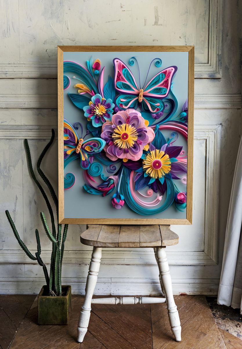 Butterfly Floral Quilling Poster. room preview