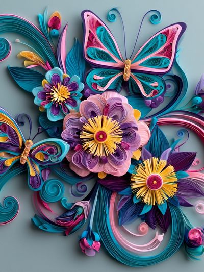 Butterfly Floral Quilling Poster. poster print