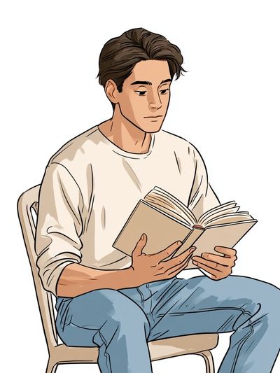 Reading Man Illustration Poster.