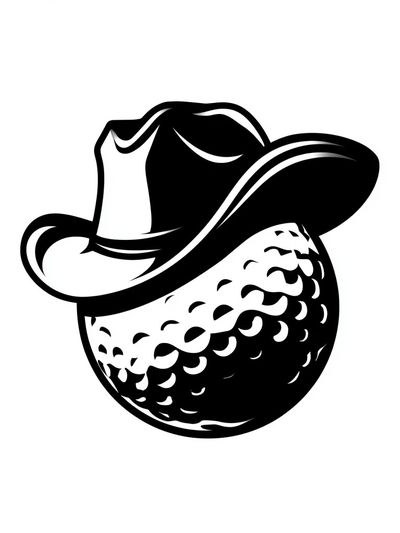 Cowboy Golf Ball Illustration Poster.