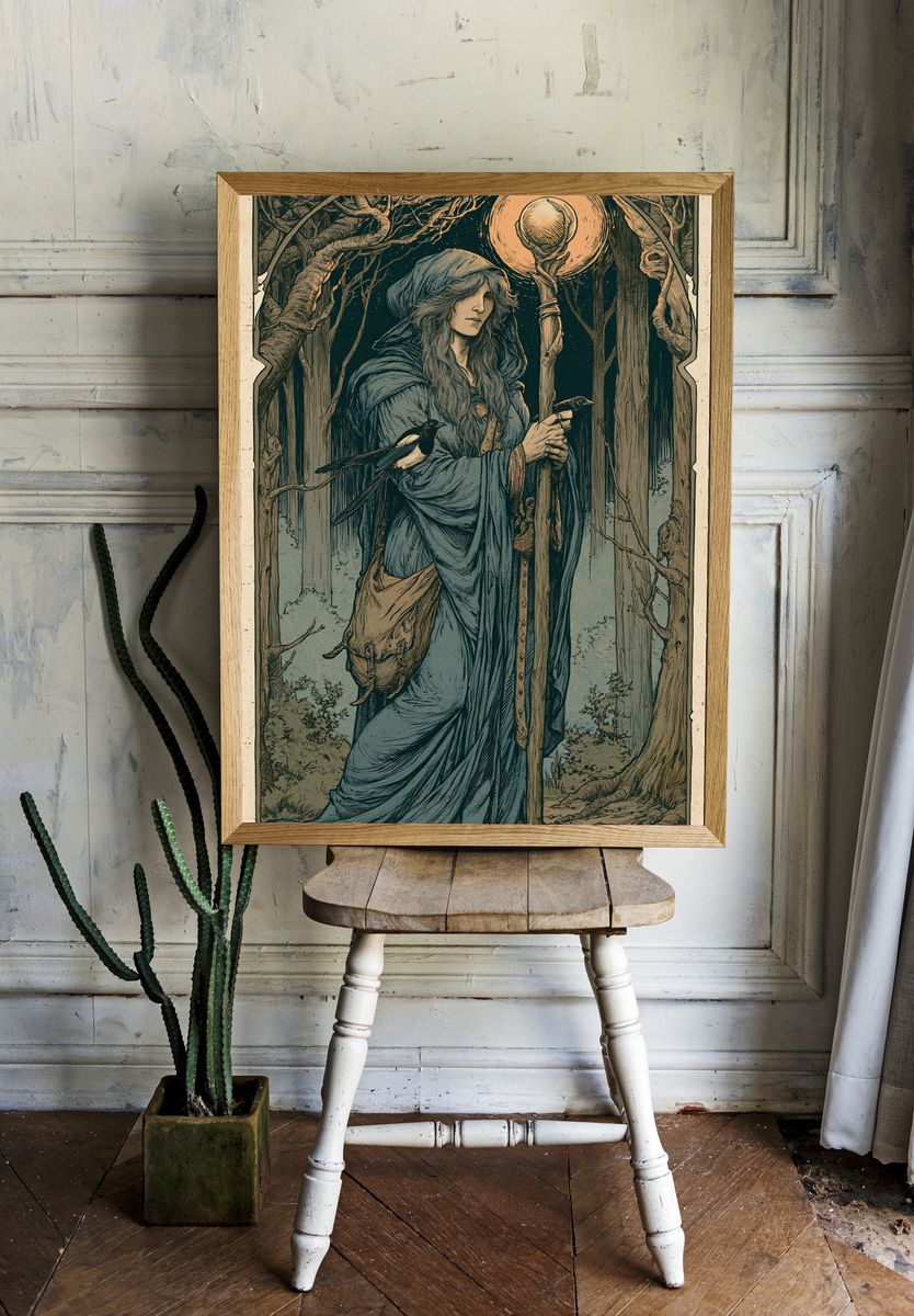 Mystic Forest Seer Illustration Poster. room preview