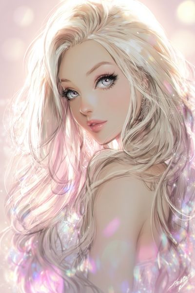 Dreamy Blonde Portrait Illustration Poster. poster