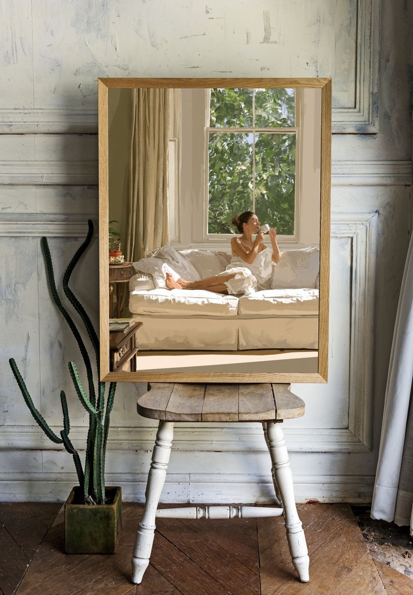 Sunlit Reading Room Illustration Print. — room view 1