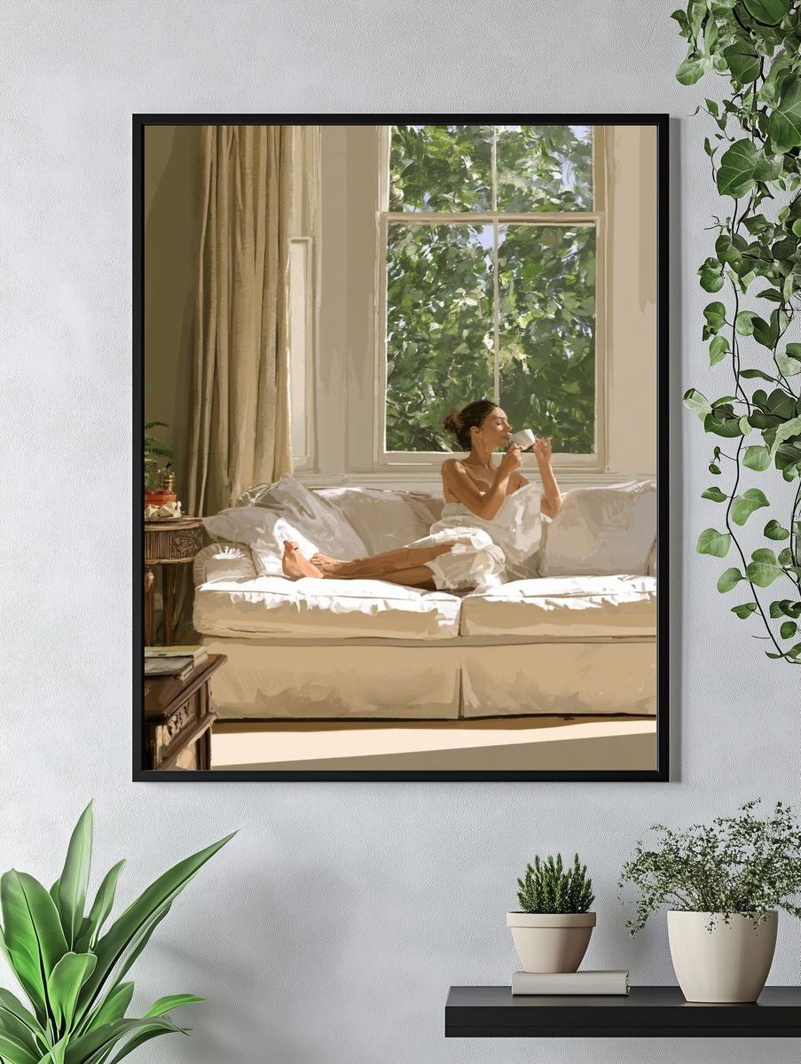 Sunlit Reading Room Illustration Print. — room view 4