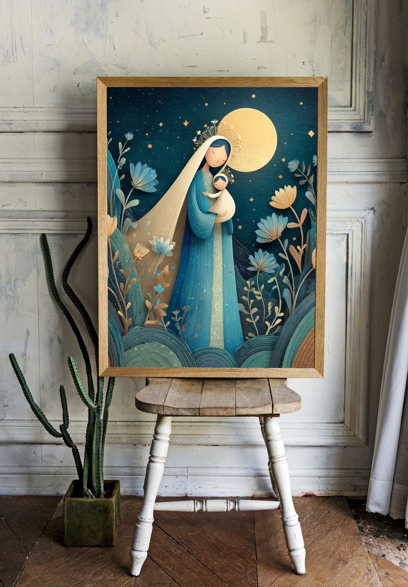 Moonlit Madonna Floral Illustration Poster room preview