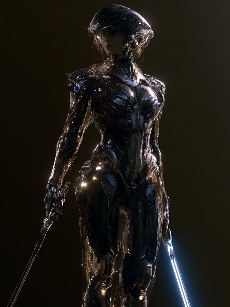 Cybernetic Warrior Portrait Poster. poster — illustration art