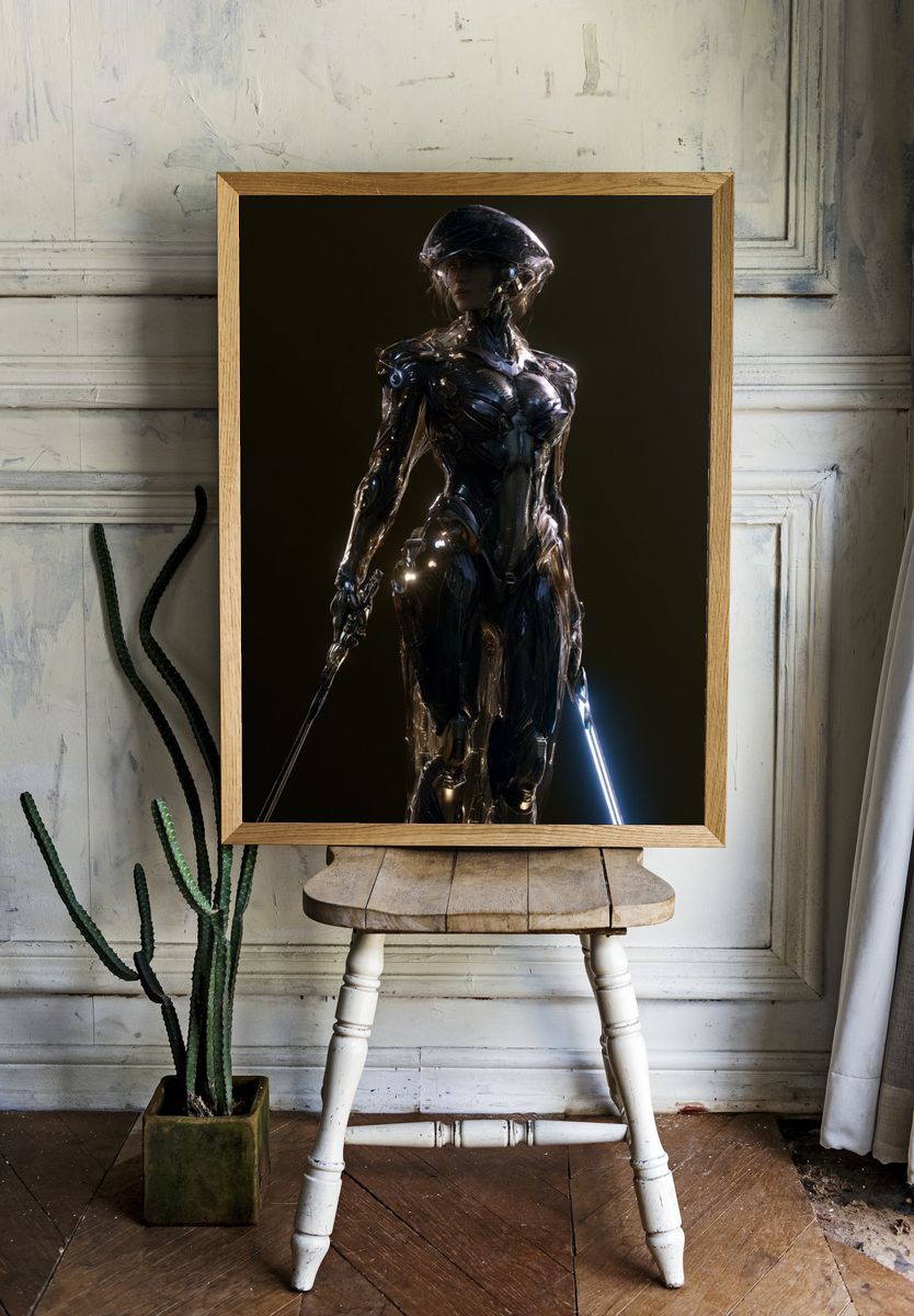 Cybernetic Warrior Portrait Poster. — room view 1