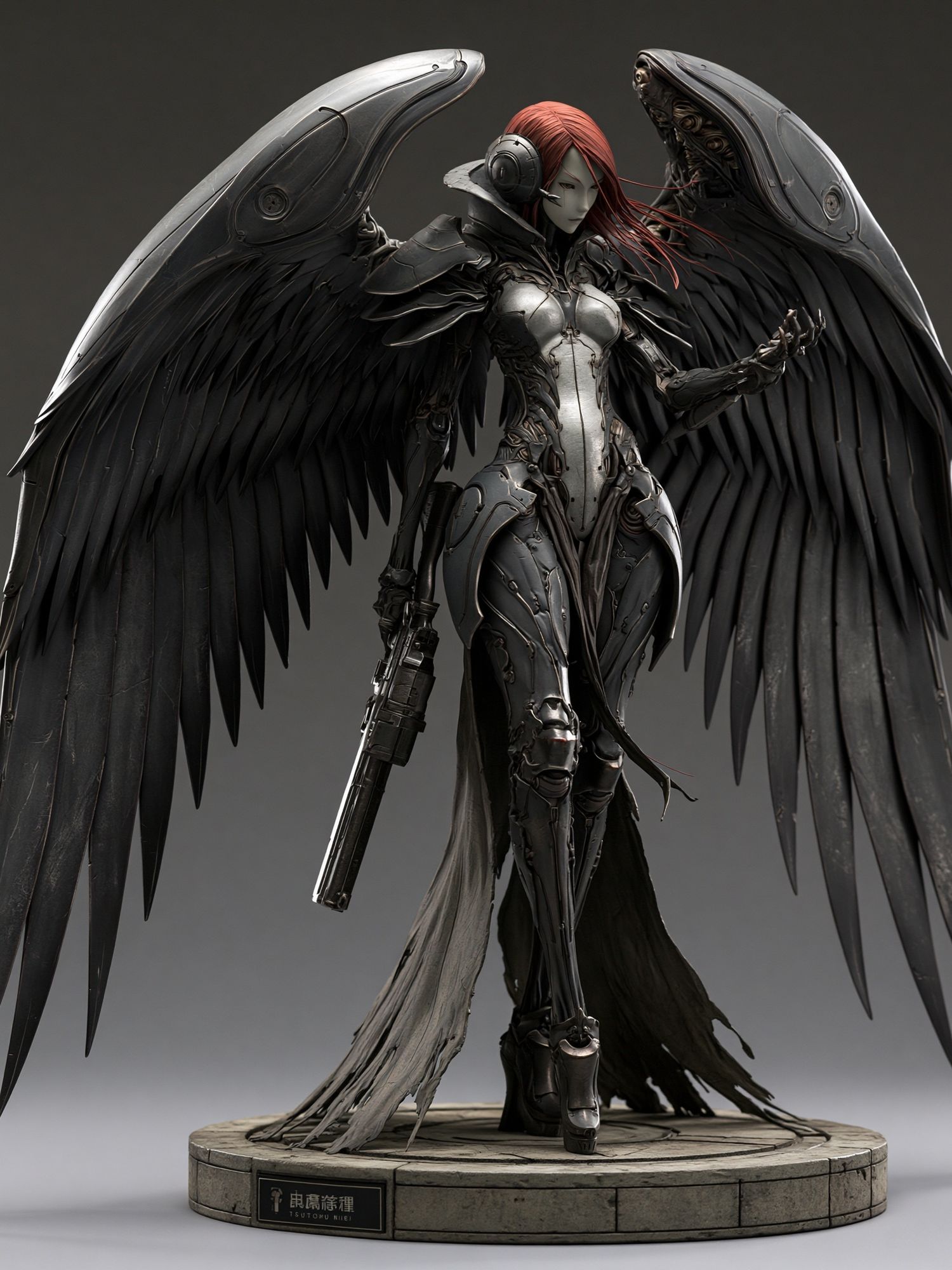 Winged Cyberpunk Warrior Poster. poster — illustration art