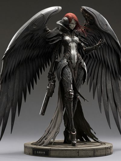 Winged Cyberpunk Warrior Poster. poster