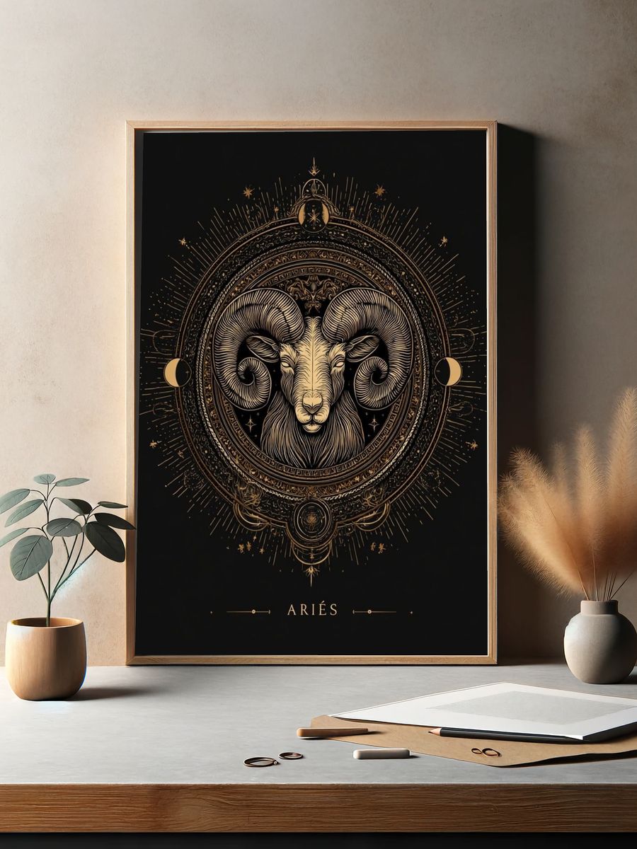 Aries Zodiac Illustration Poster. — room view 2