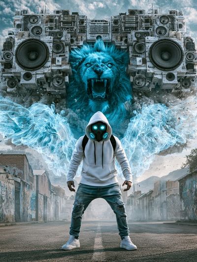 Cyber Lion Street Art Poster. poster print