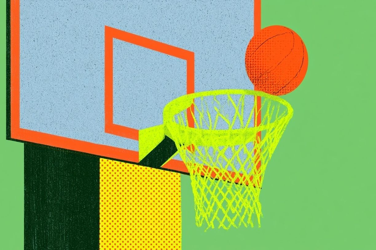 Neon Basketball Hoop Illustration Poster. poster detail