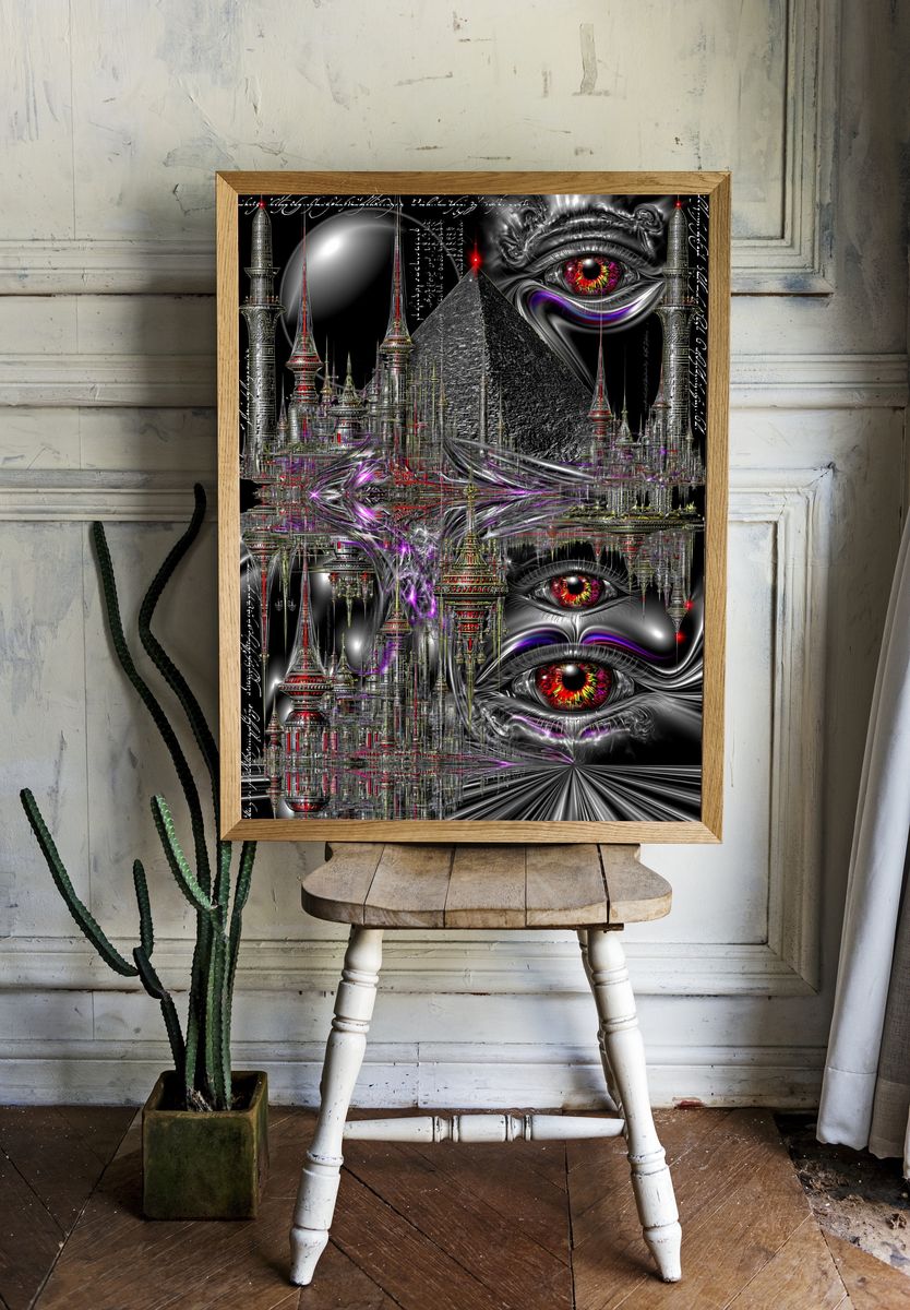 Surreal Pyramid Eye Print. room preview