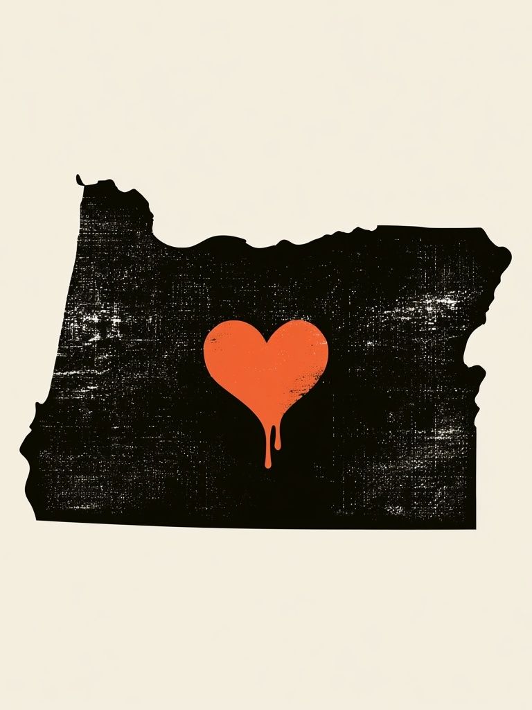 Oregon Heart Silhouette Print. poster detail