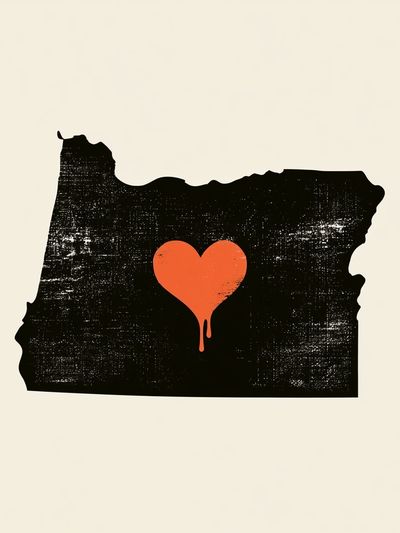 Oregon Heart Silhouette Print. poster