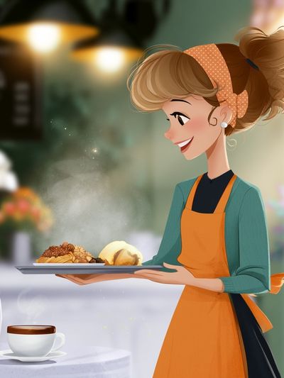 Cafe Waitress Digital Art Poster. poster