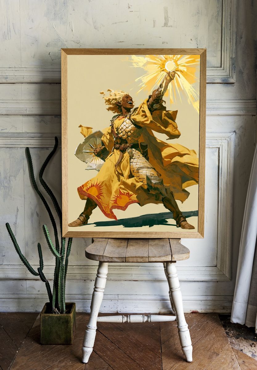 Sun Warrior Digital Art Poster. room preview