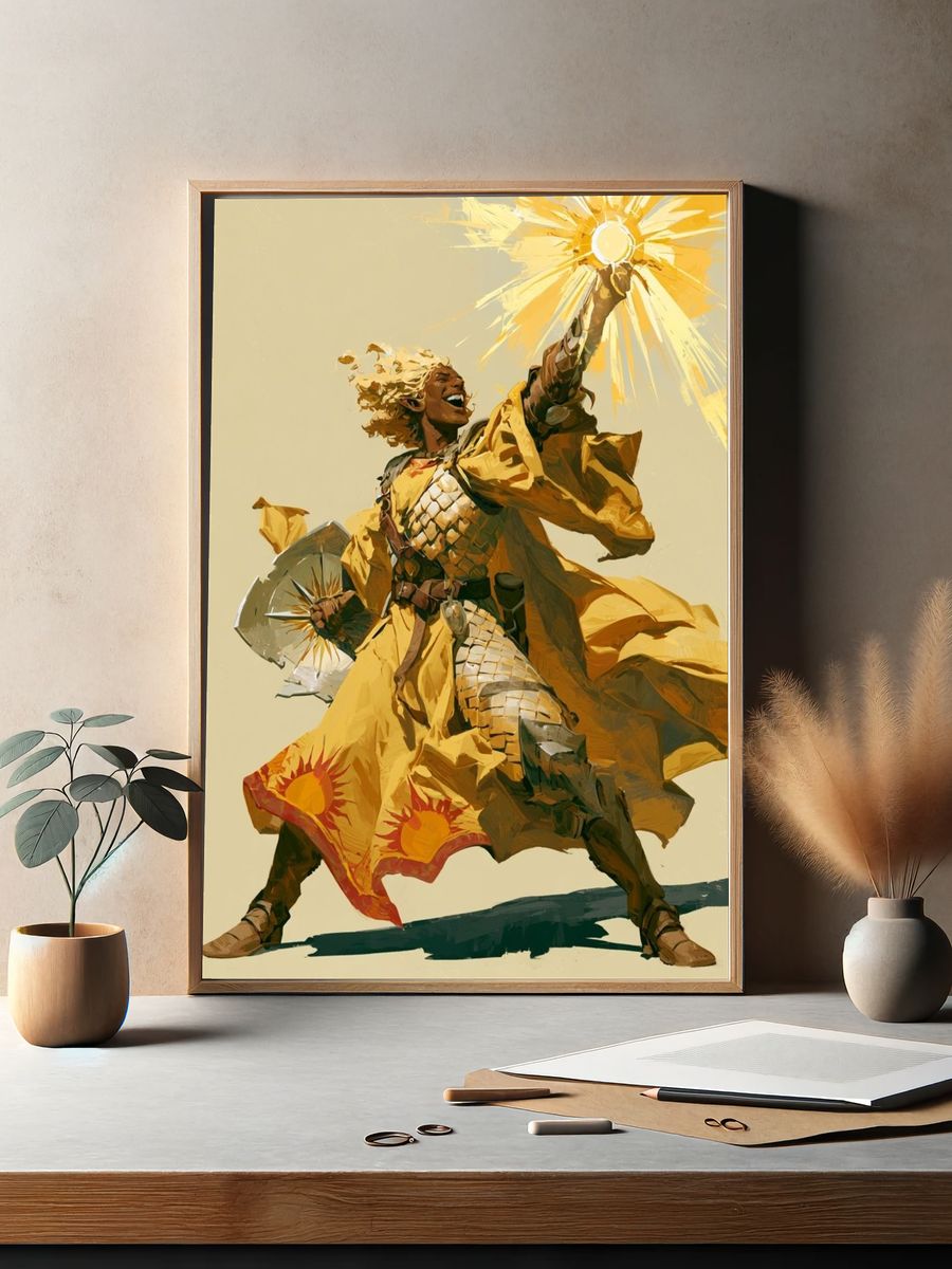 Sun Warrior Digital Art Poster. — room view 2