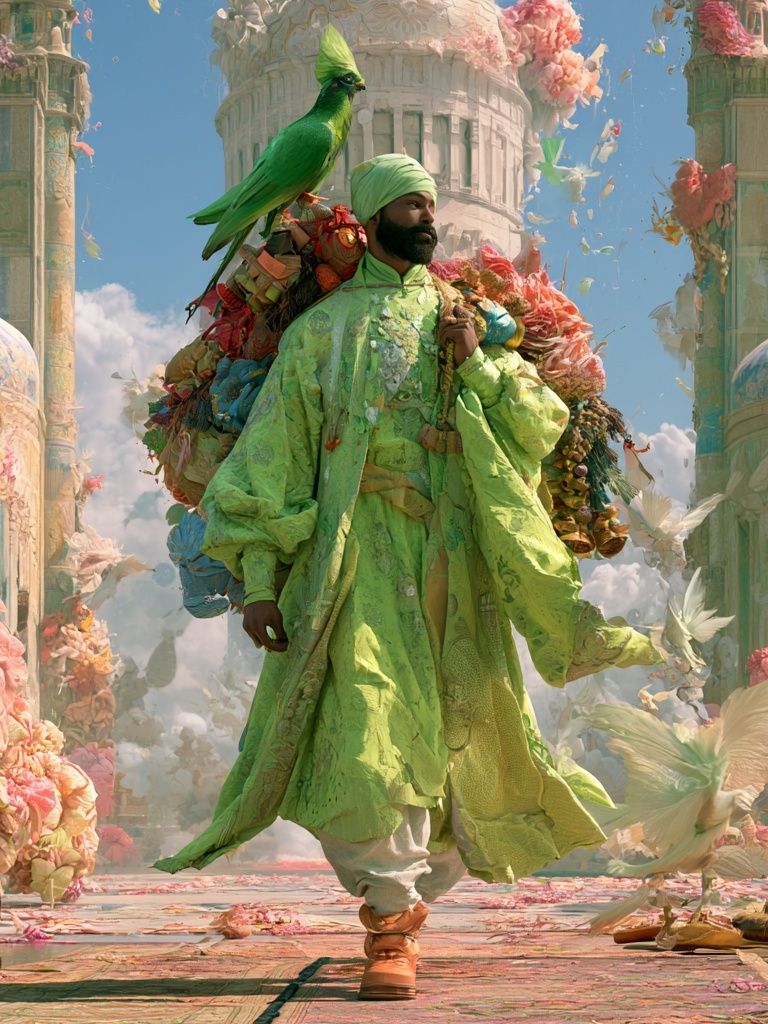 Surreal Green Figure Illustration Print. poster detail