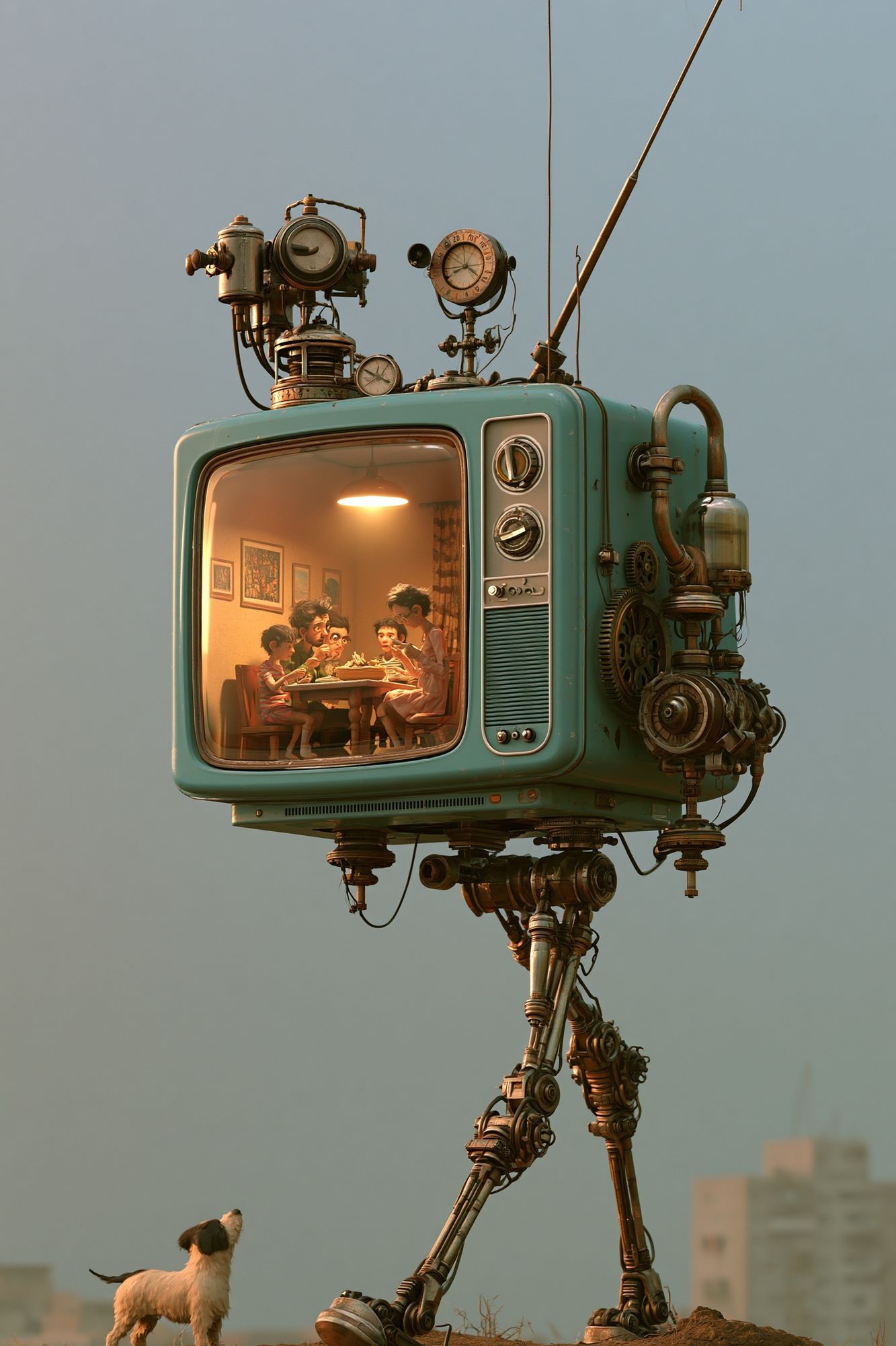 Retro TV Robot Illustration Print. poster — illustration art