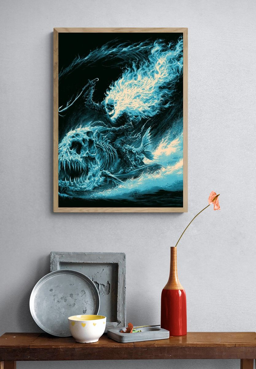 Ghost Rider Skull Flame Poster. — room view 3
