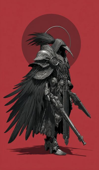 Dark Raven Warrior Digital Art Poster.