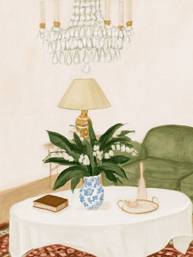 Cozy Living Room Interior Illustration Poster. poster detail