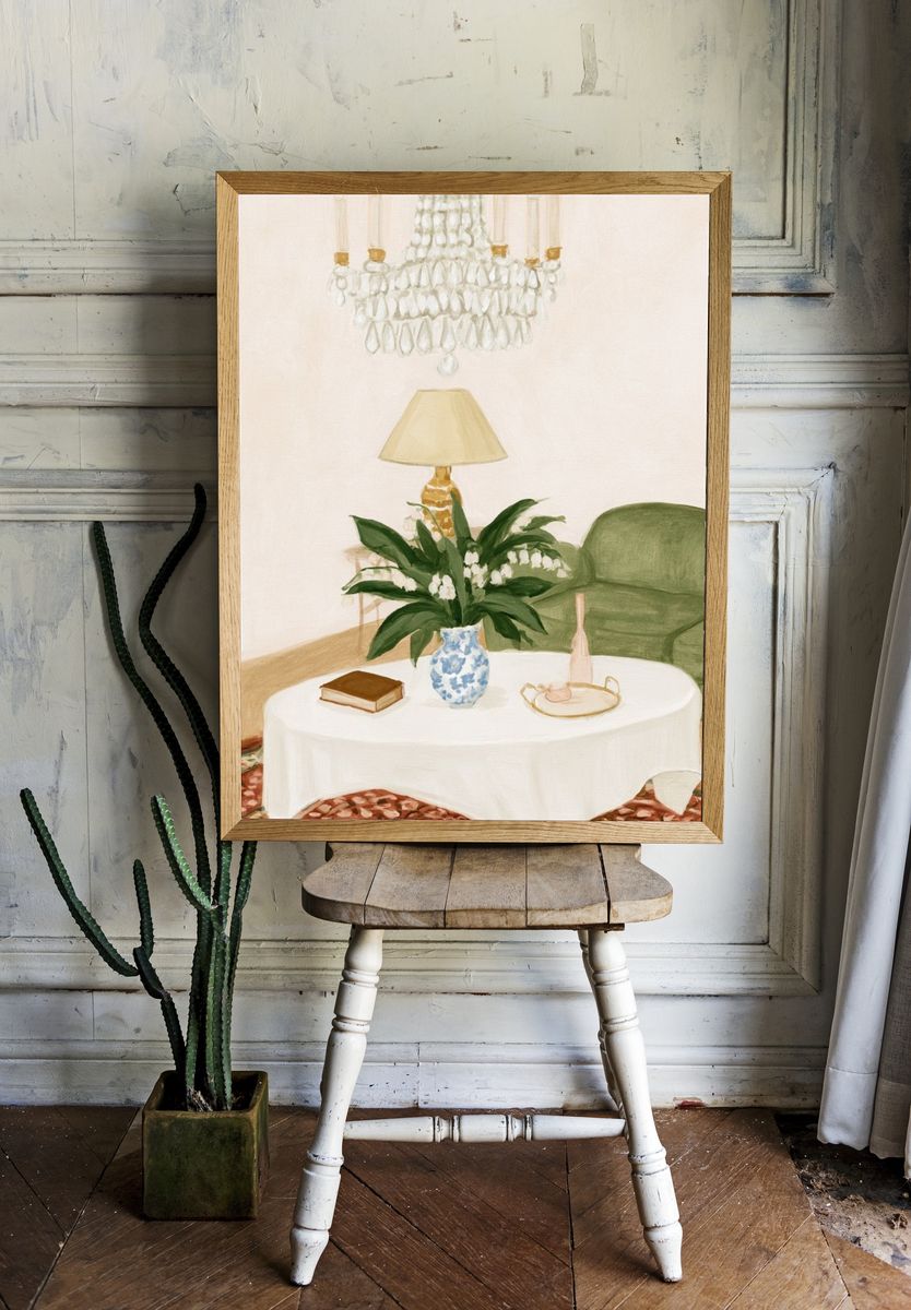 Cozy Living Room Interior Illustration Poster. room preview