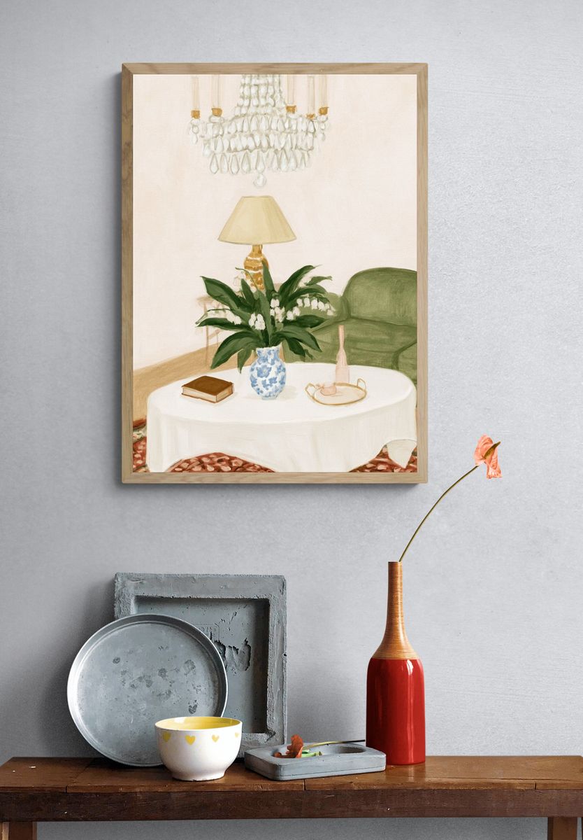 Cozy Living Room Interior Illustration Poster. — room view 3